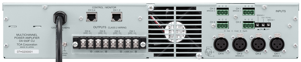 Tăng âm số 4 kênh 4x500W trở kháng thấp: DA-550F | TOA