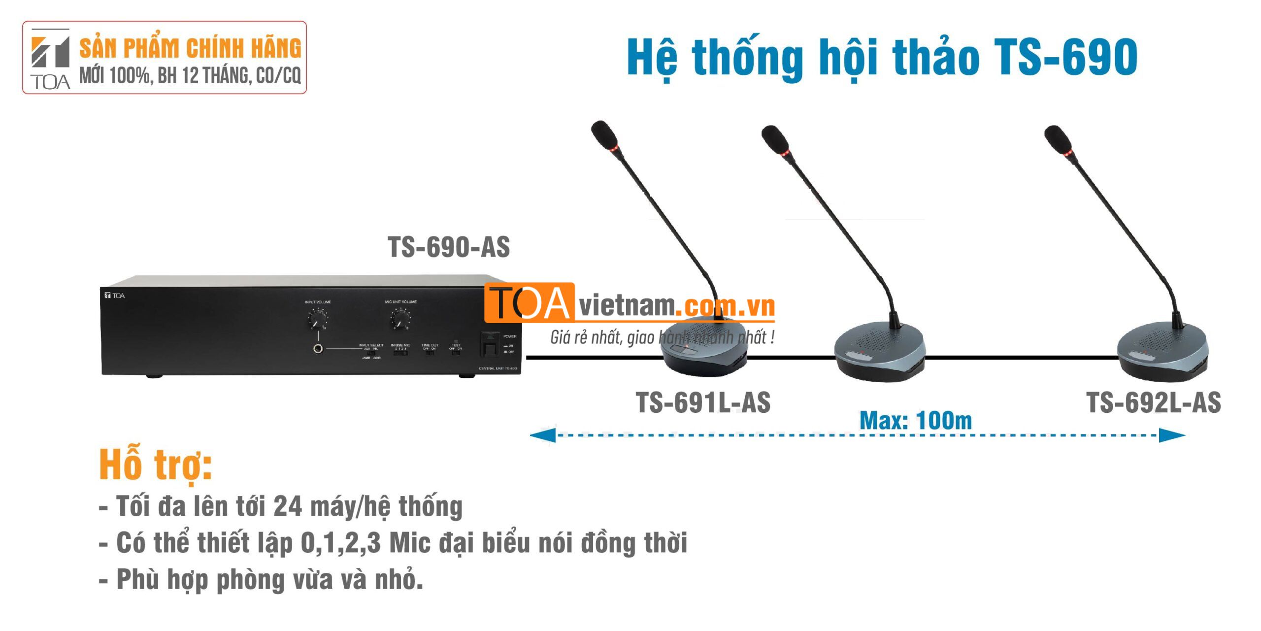 Hệ thống hội thảo có dây TS-690 hỗ trợ tới 24 máy phát biểu