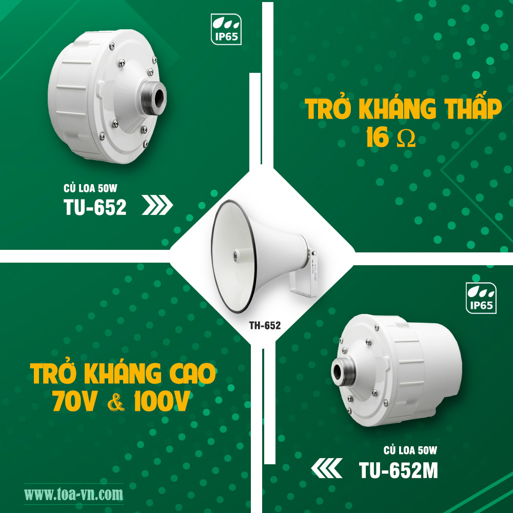 Củ loa phóng thanh TU-652 và TU-652M, công suất 50W