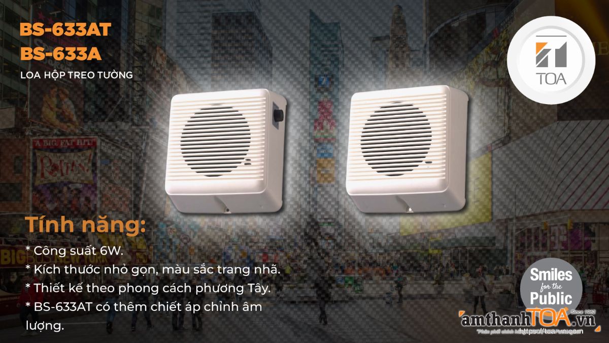 Loa hộp treo tường chuyên dùng cho thông báo 6w: BS-633A/BS-633AT