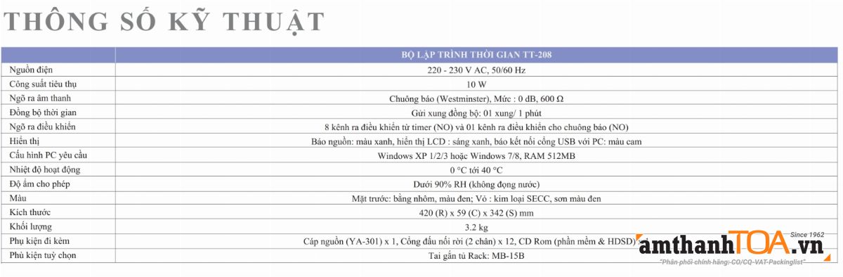TT-208-AS bộ lập trình thời gian thế hệ mới, đa năng, có sẵn chuông báo TT-208-AS bộ lập trình thời gian thế hệ mới, đa năng, có sẵn chuông báo