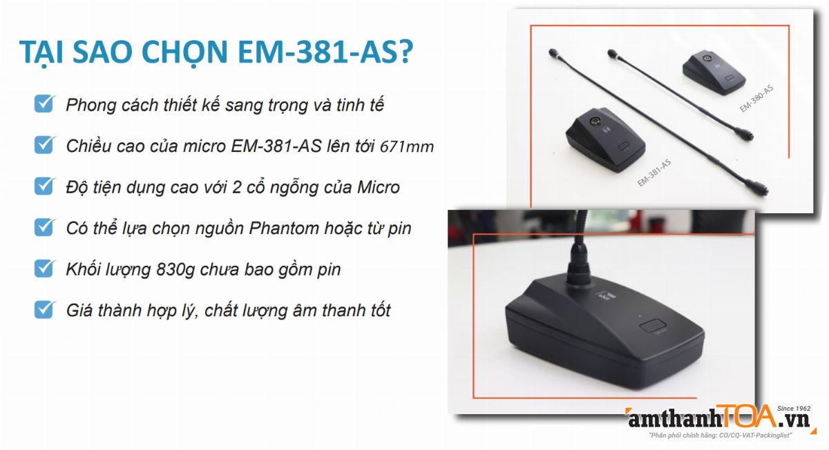 EM-381-AS micro cổ ngỗng cần dài có đặc điểm gì nổi bật?
