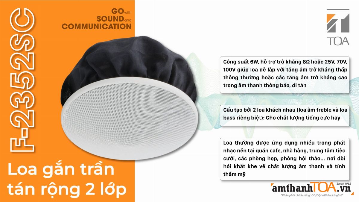F-2352SC loa âm trần tán rộng, độ phủ âm cực lớn