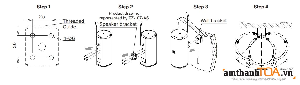 Hướng dẫn lắp loa cột TOA TZ-107-AS và TOA TZ-207-AS