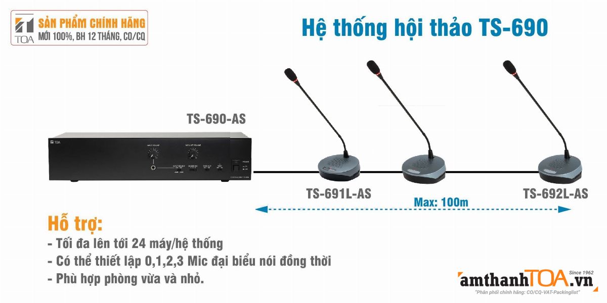 Hệ thống hội thảo có dây TS-690 hỗ trợ tới 24 máy phát biểu