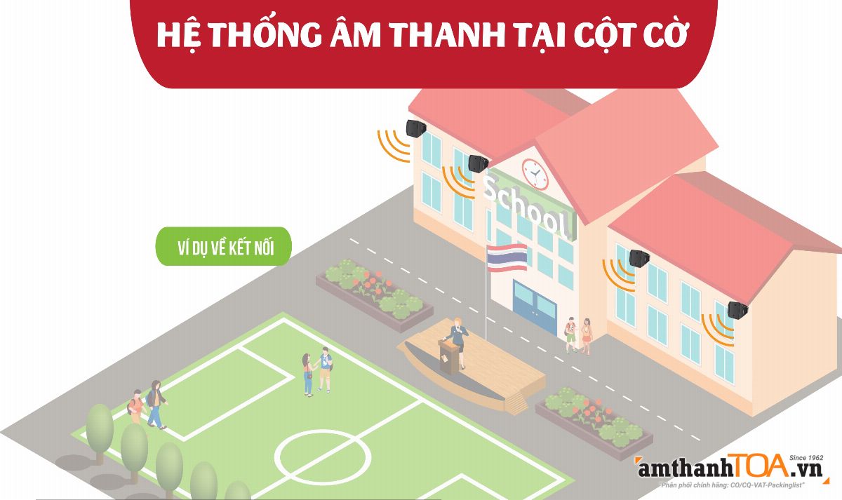Hệ thống loa phát nhạc, quốc ca cho sân trường học