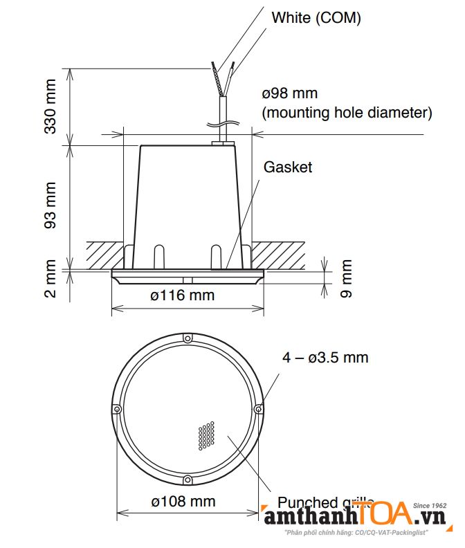 Hướng dẫn lắp đặt, đấu nối loa phòng sạch, phòng y tế PC-5CL Hướng dẫn lắp đặt, đấu nối loa phòng sạch, phòng y tế PC-5CL