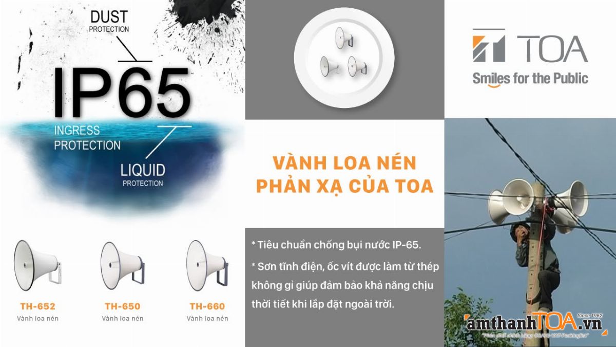 Vành loa phóng thanh, loa nén TOA TH-650, TH-652 và TH-660 có gì bật?